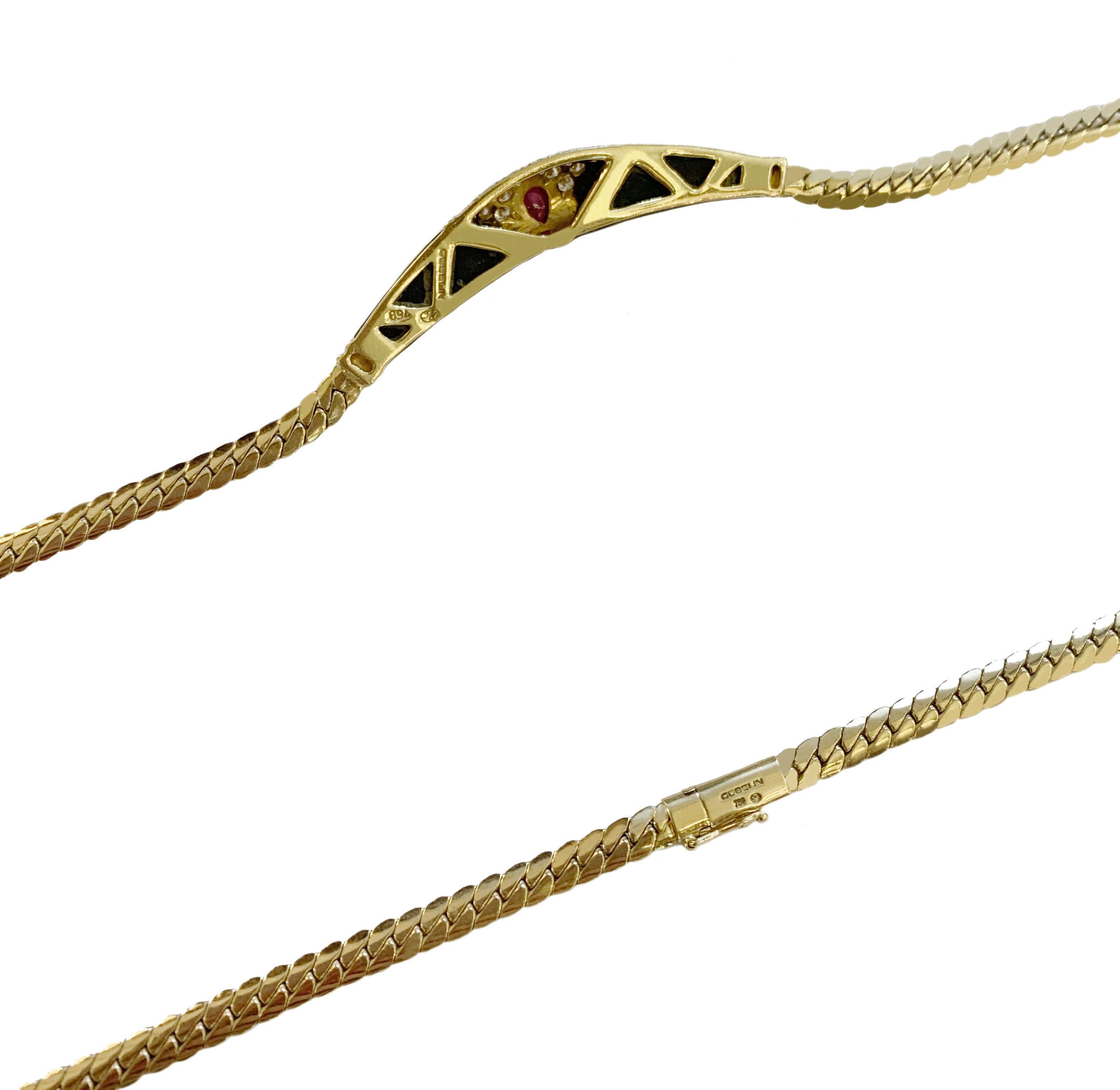 Gubelin Halskette aus Gelbgold mit schwarzem Onyx und Rubin 1