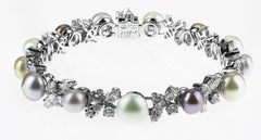 Gubelin Bracelet with Multi-Color Pearls and Diamonds in Platinum