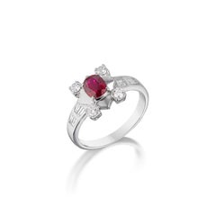 Gubelin Certified 0.82 Carat No Heat Burmese Ruby Ring