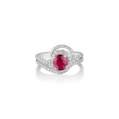 Gubelin Certified 1.07 Carat No-Heat Burma Ruby and Diamond Ring