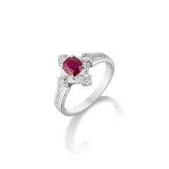 SSEF Certified 1.08 Carat Burma No-Heat Pigeon Blood Ruby and Diamond Ring