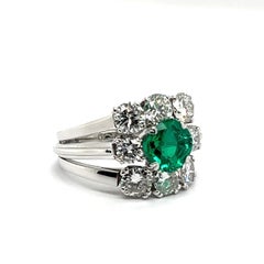 Gübelin Certified 1.33 Carat Colombian Emeralad Ring with Diamonds in Palladium