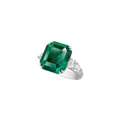 Bague avec émeraude colombienne certifiée Gubelin 15,73 carats, sans huile et diamants