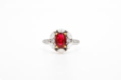 Gubelin Certified 1.65 Carat No-Heat Burmese Pigeon Blood Ruby and Diamond Ring