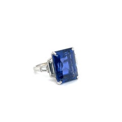 Gubelin Certified 16.50 Carat Ceylon Sapphire and Diamond Solitaire Ring