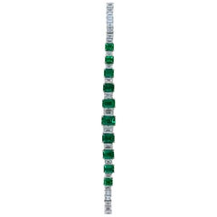 Gubelin Certified 16.51 Carat Colombian No Oil Emerald Diamond Platinum Bracelet