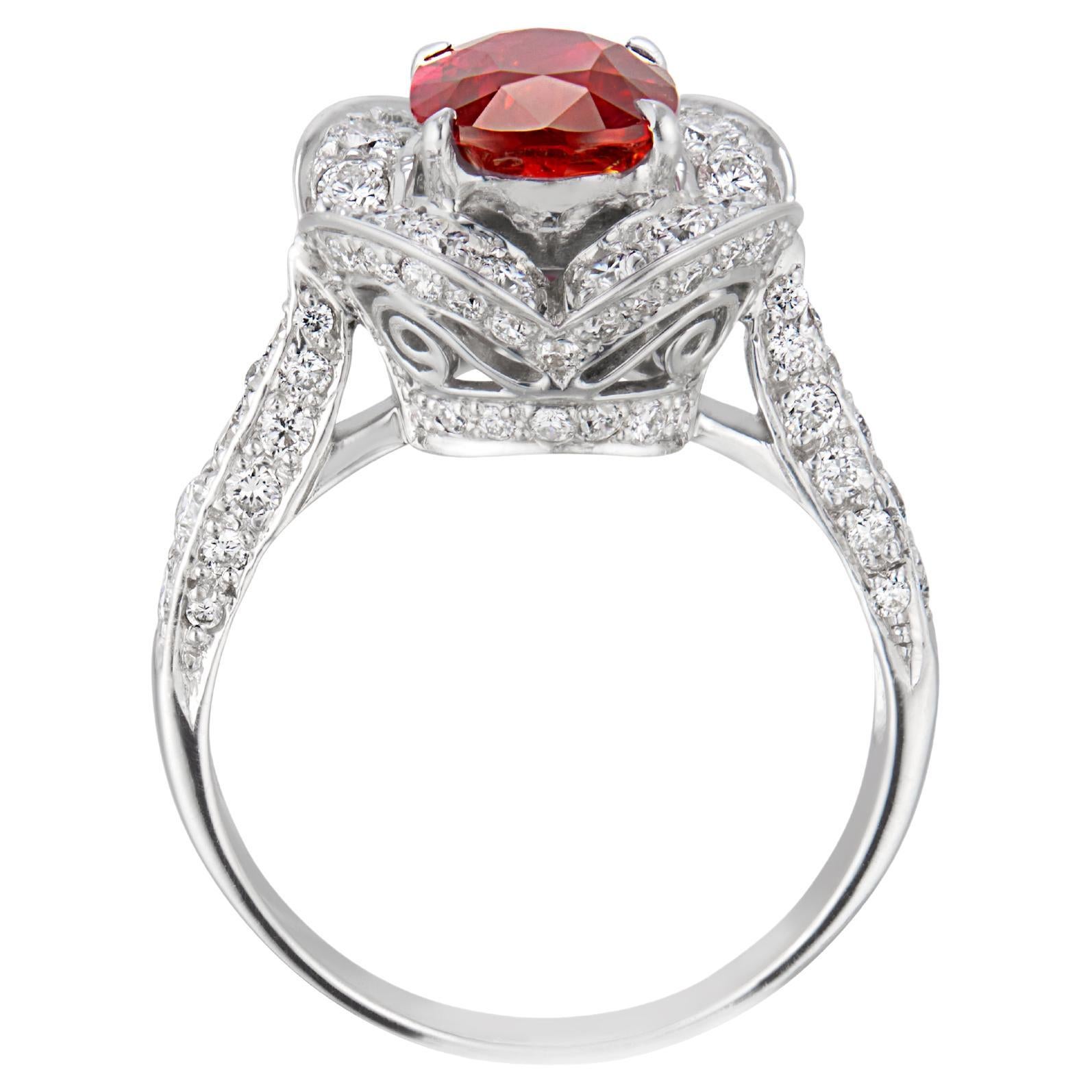 Contemporary Gubelin Certified 1.97 Carat No Heat Burma Ruby and Diamond Ring For Sale