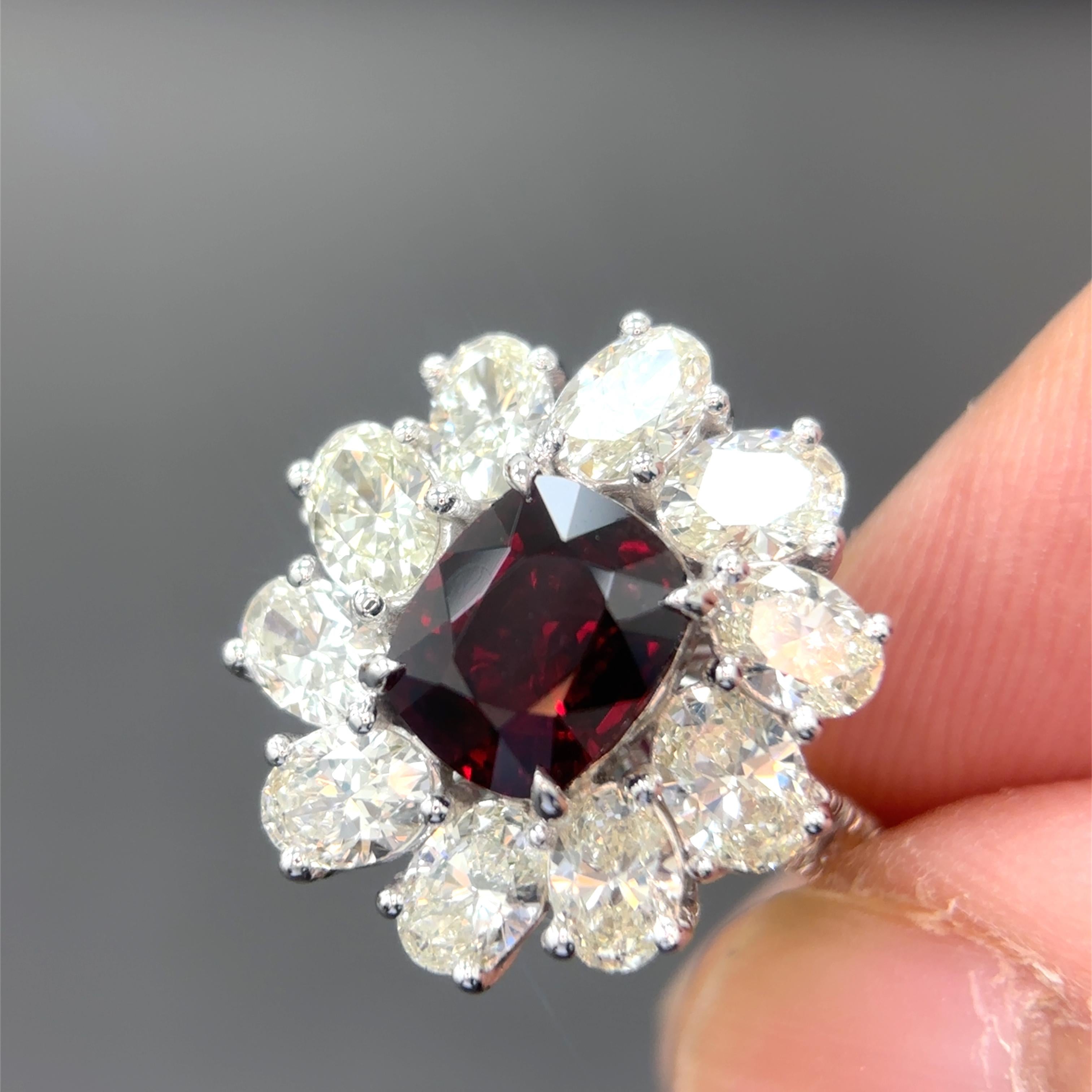 Contemporary Gubelin Certified 2.03 Carat Burma No Heat Ruby Diamond Platinum Ring