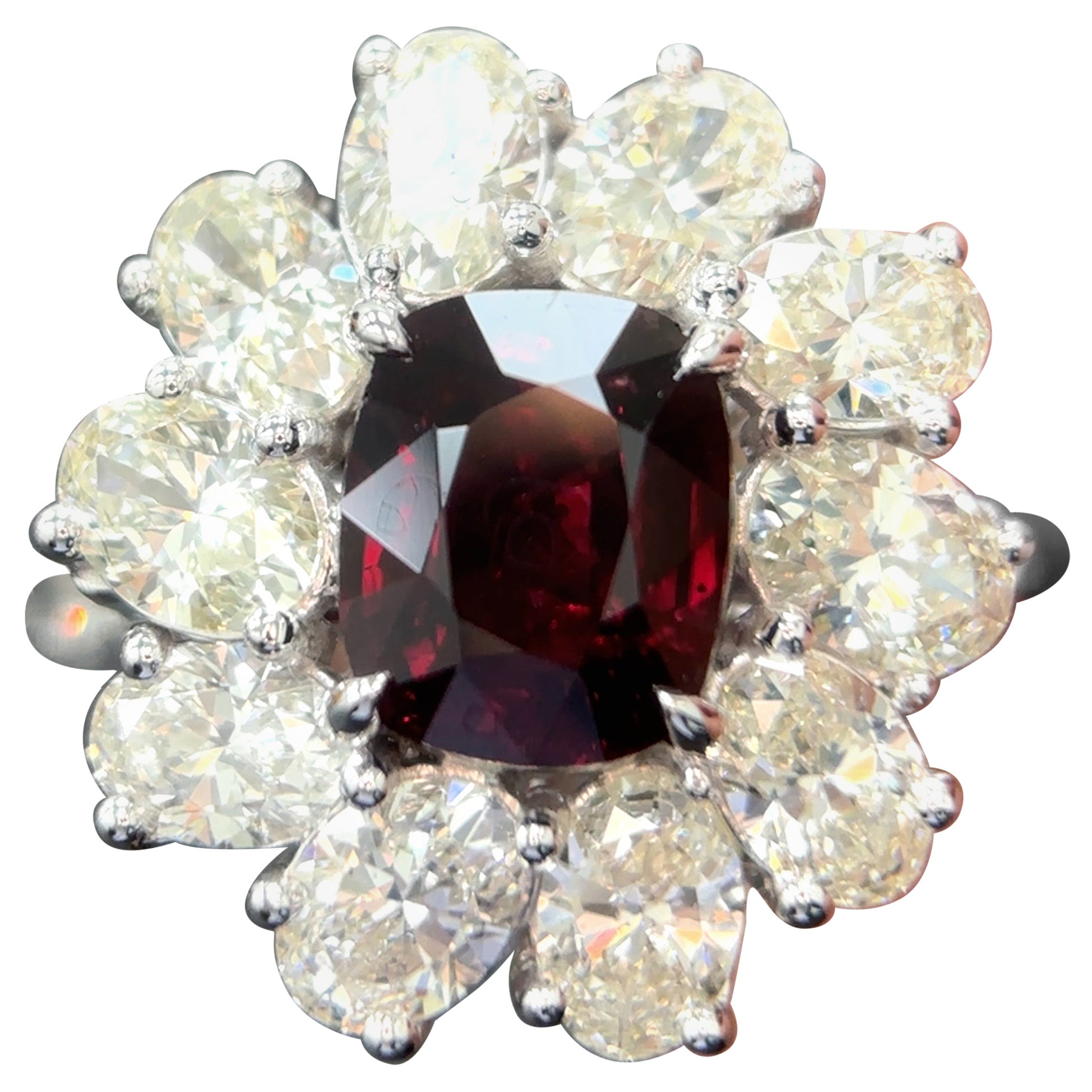 Gubelin Certified 2.03 Carat Burma No Heat Ruby Diamond Platinum Ring