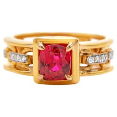 Gubelin Certified 2.06 Carat Burmese No Heat Ruby and Diamond Ring