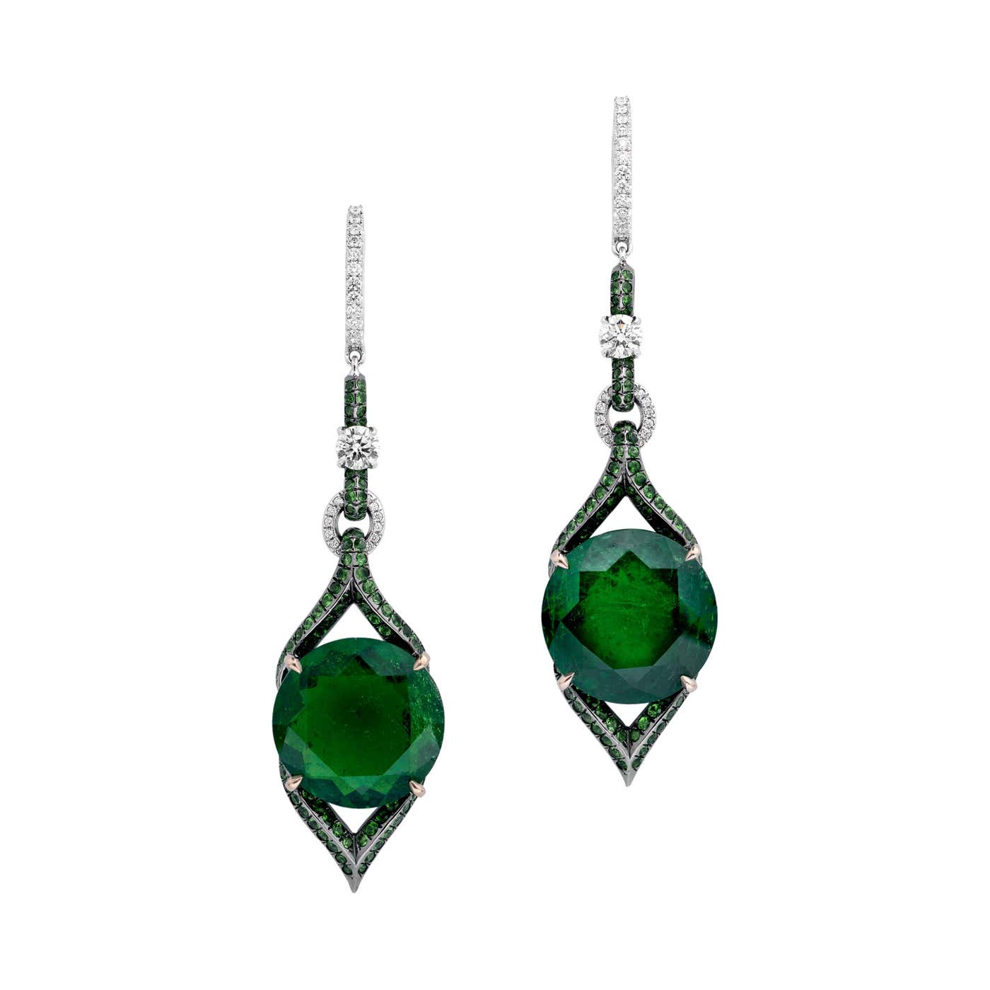 Gubelin Certified 22.54 Carat Colombian Emerald and Green Garnet ...