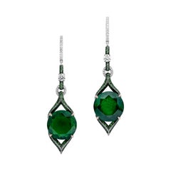 Boucles d'oreilles en émeraude colombienne et grenat vert certifié Gubelin 22,54 carats