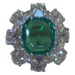 Gubelin Certified 2,54 Karat kolumbianischen kein Öl Smaragd weißer Diamant Ring