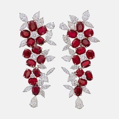 Boucles d'oreilles en rubis de Birmanie de 26,20 carats, certifié Gubelin, couleur sang de pigeon, sans chaleur