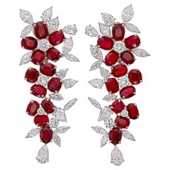 Gubelin Certified 26.20 Carat Burmese Pigeon Blood No Heat Ruby Diamond Earrings