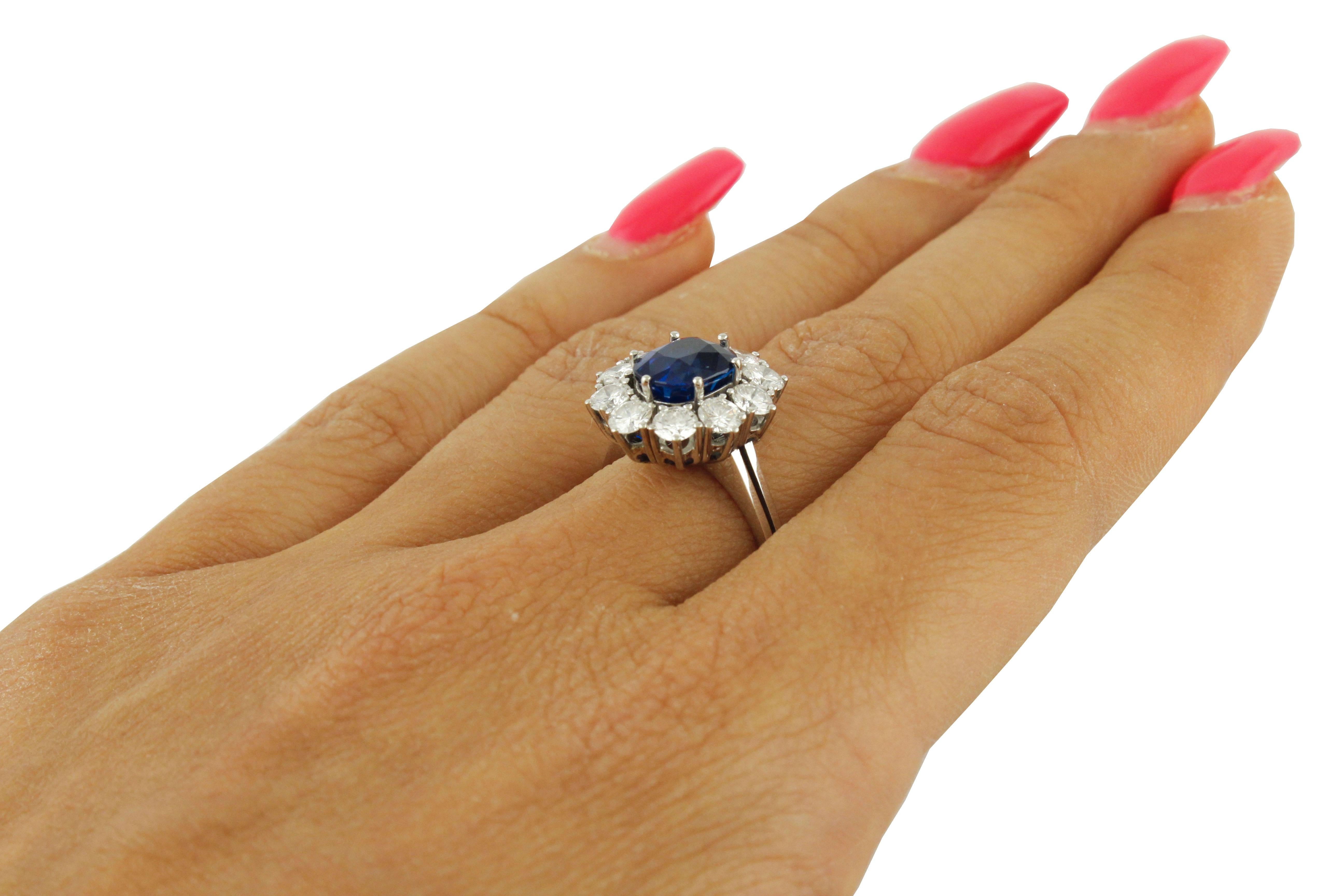 Gubelin Certified 2.91 Carat No Heat  Kashmir Blue Sapphire Diamond Gold Ring 4