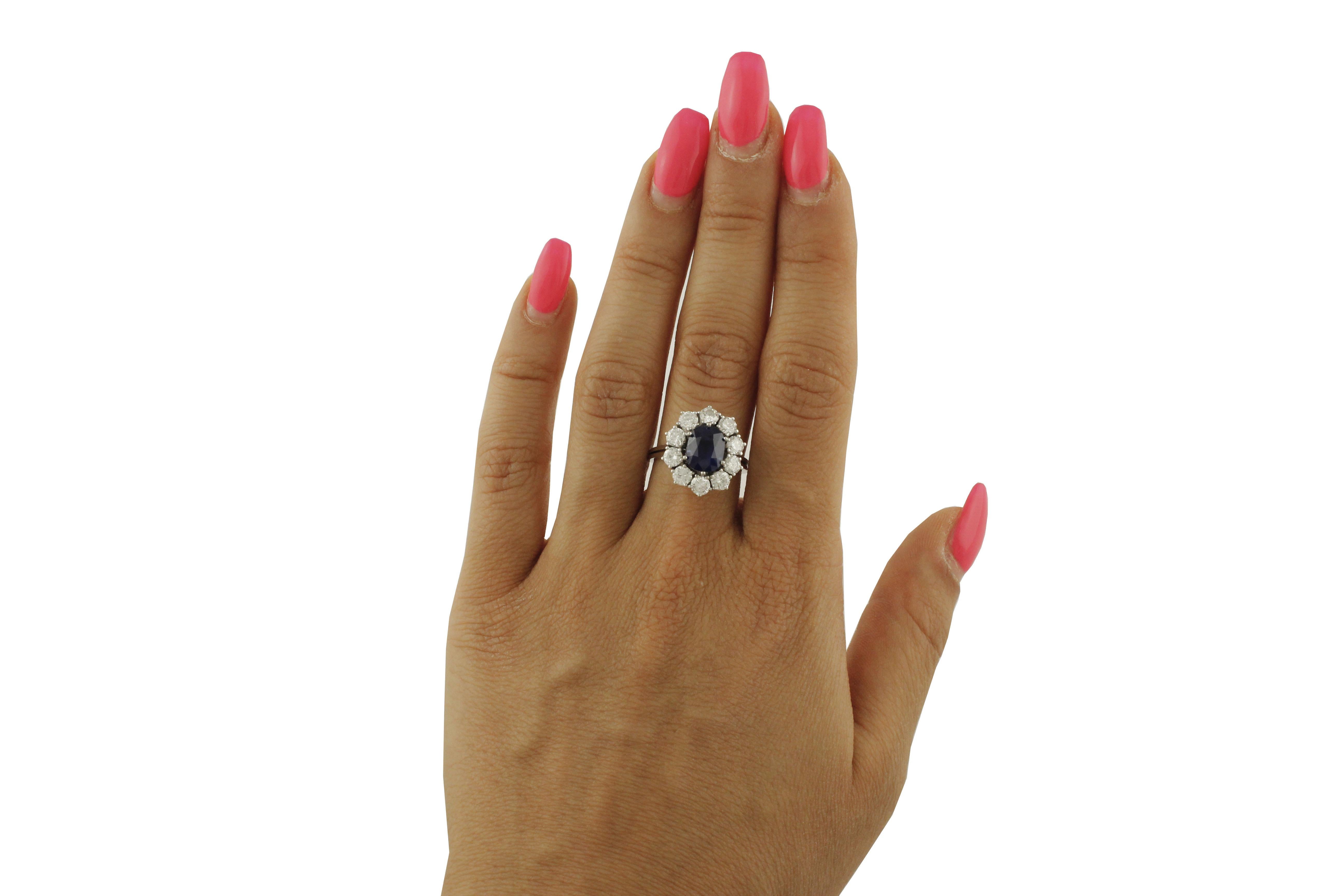 Gubelin Certified 2.91 Carat No Heat  Kashmir Blue Sapphire Diamond Gold Ring 3