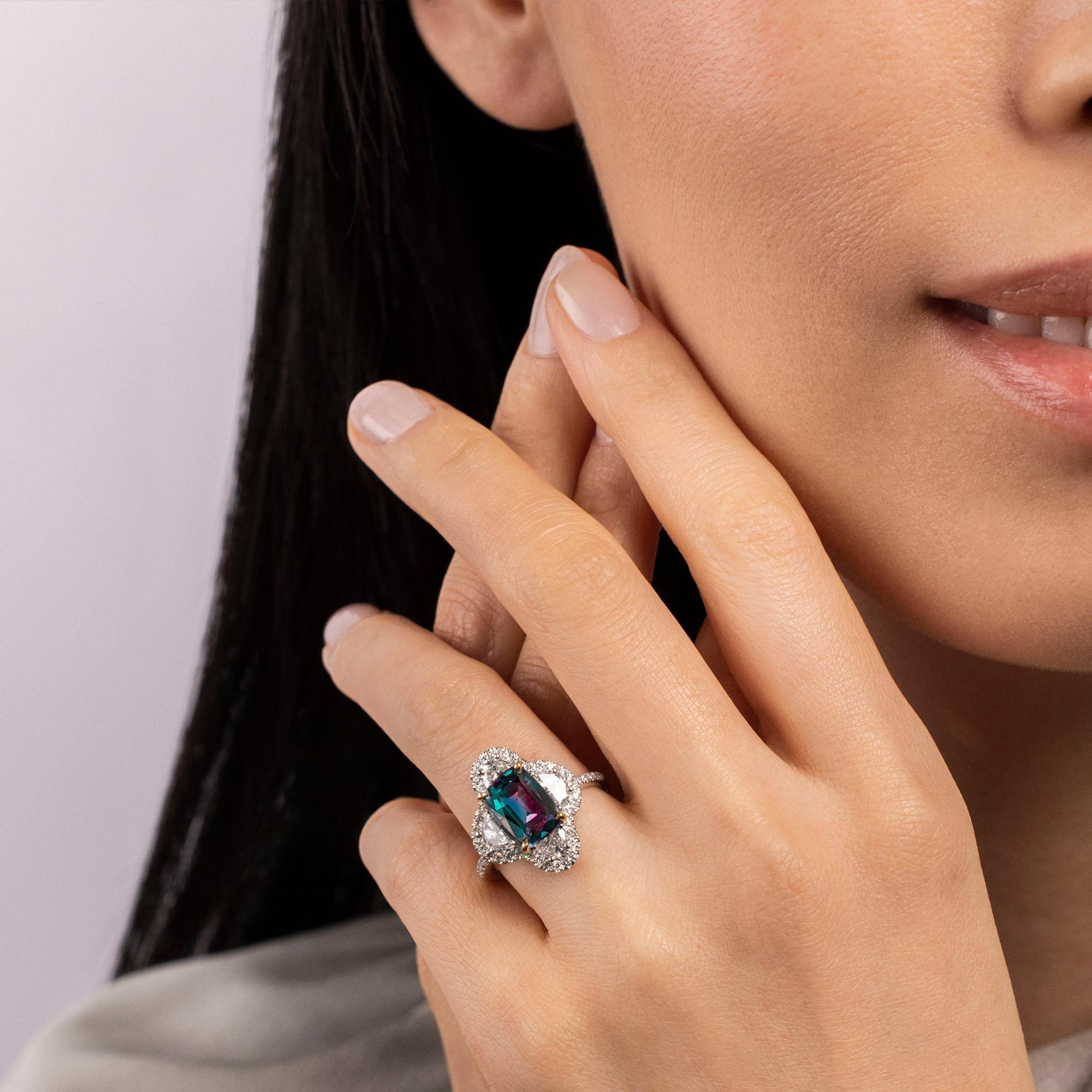 This one of a kind marvel is a one of one in existence. Alexandrite at sizes greater 1 carat are rarely found across all geographic sources to begin with, but 1 carat stones from Brazil are even rarer. Sitting at 2.99 carats, this stone is a true