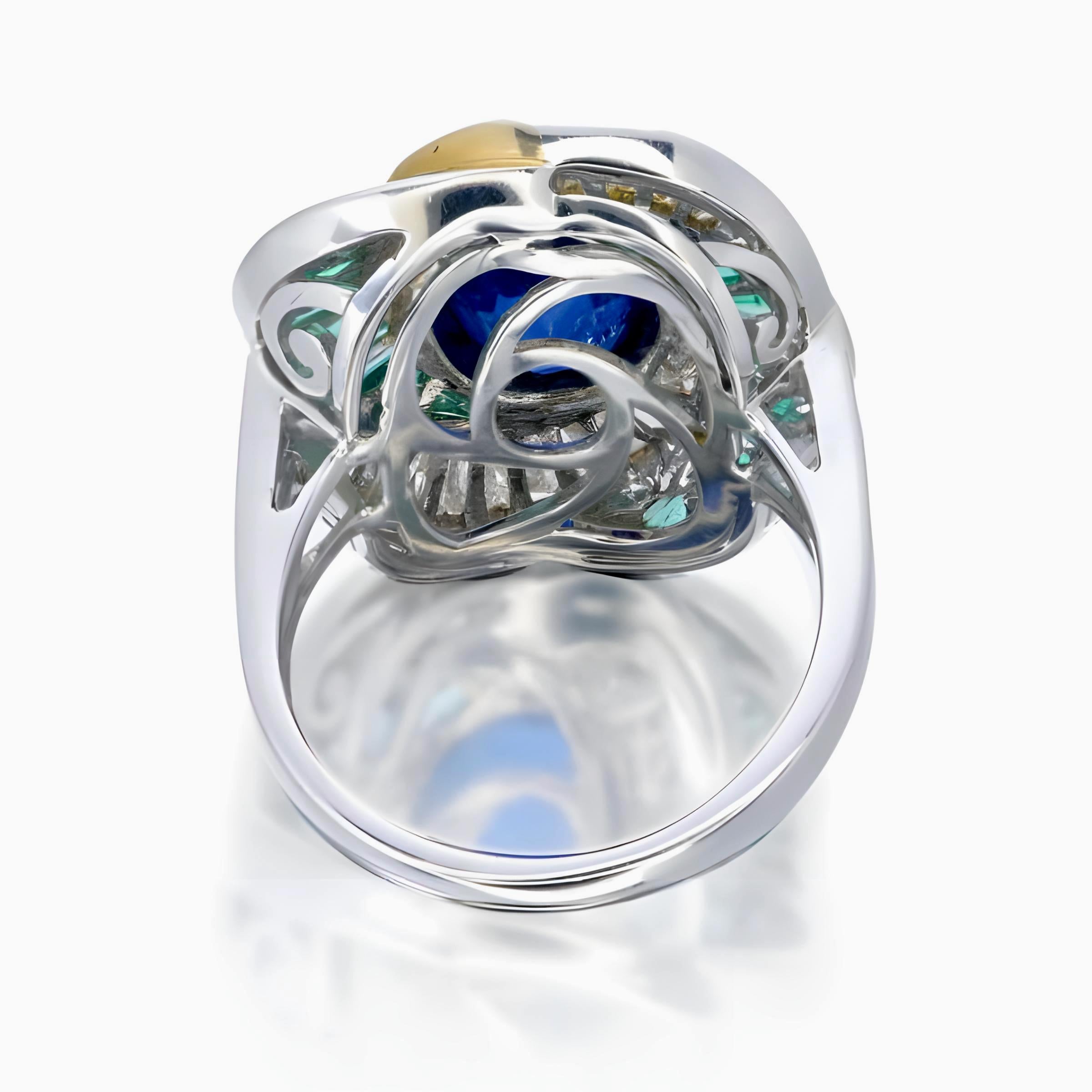 Women's or Men's Gubelin Certified 3.01 Cts. Burma No Heat Oval Cut Blue Sapphire Ring in 18K W/G For Sale