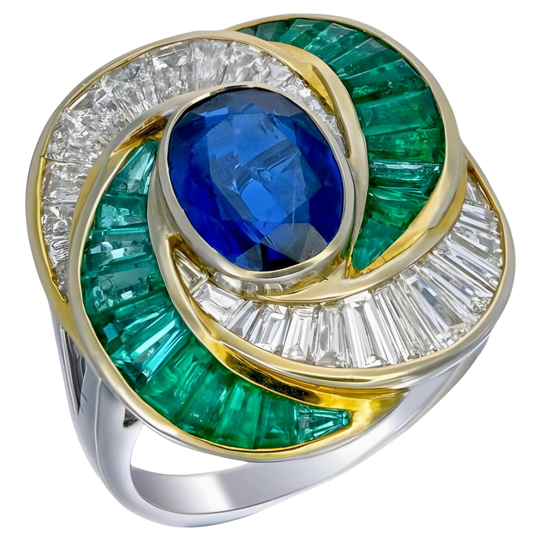 Gubelin Certified 3.01 Cts. Burma No Heat Oval Cut Blue Sapphire Ring in 18K W/G For Sale