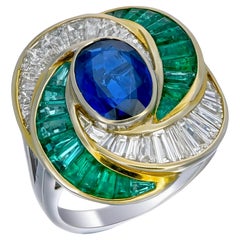 Gubelin Certified 3.01 Cts. Burma No Heat Oval Cut Blue Sapphire Ring in 18K W/G