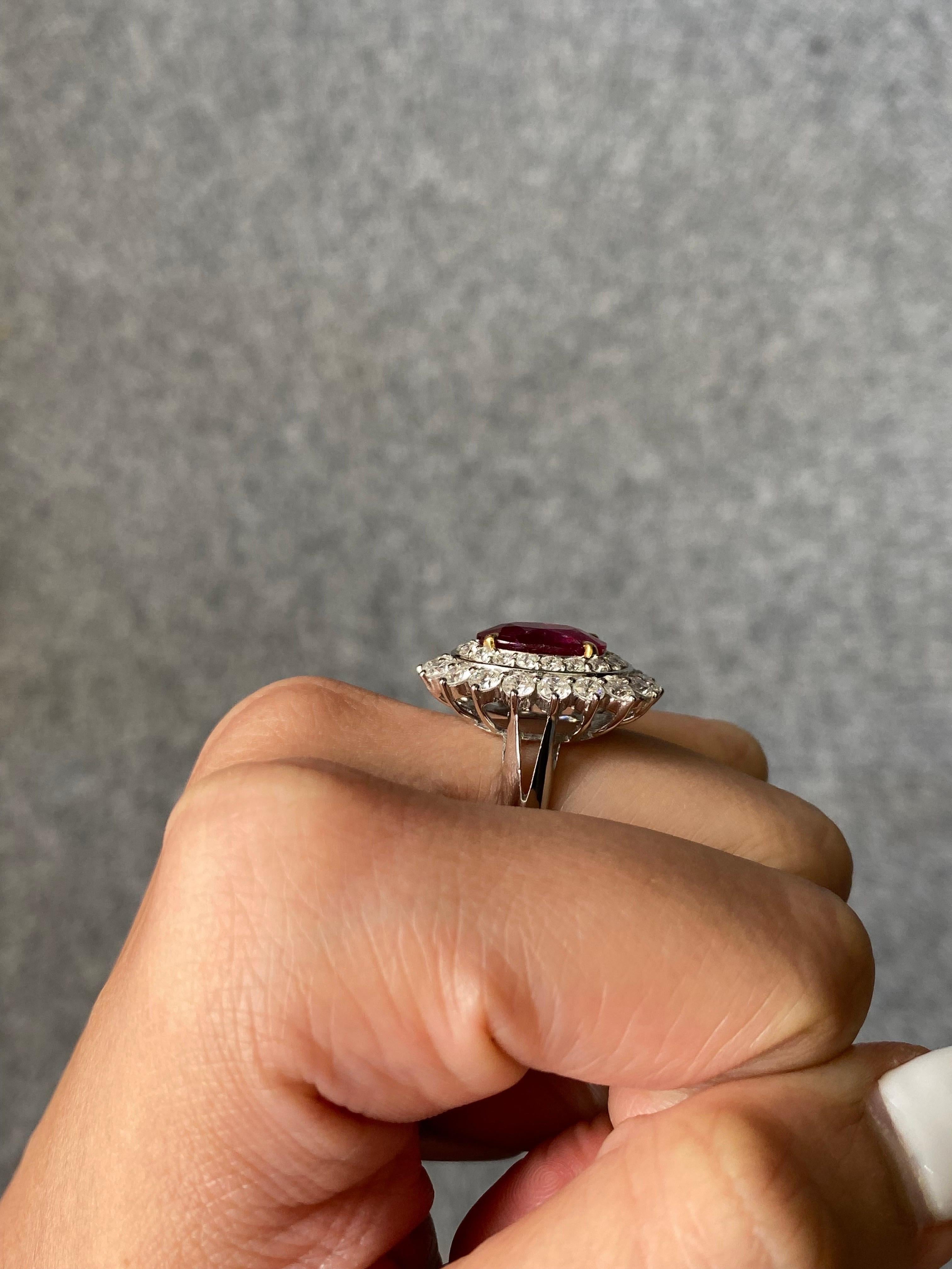 Gubelin zertifizierter Verlobungsring mit 3,41 Karat unbehandeltem Burma-Rubin für Damen oder Herren