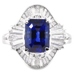 Gubelin Certified 3.67 Carat Natural Ceylon Sapphire Ring Set in Platinum