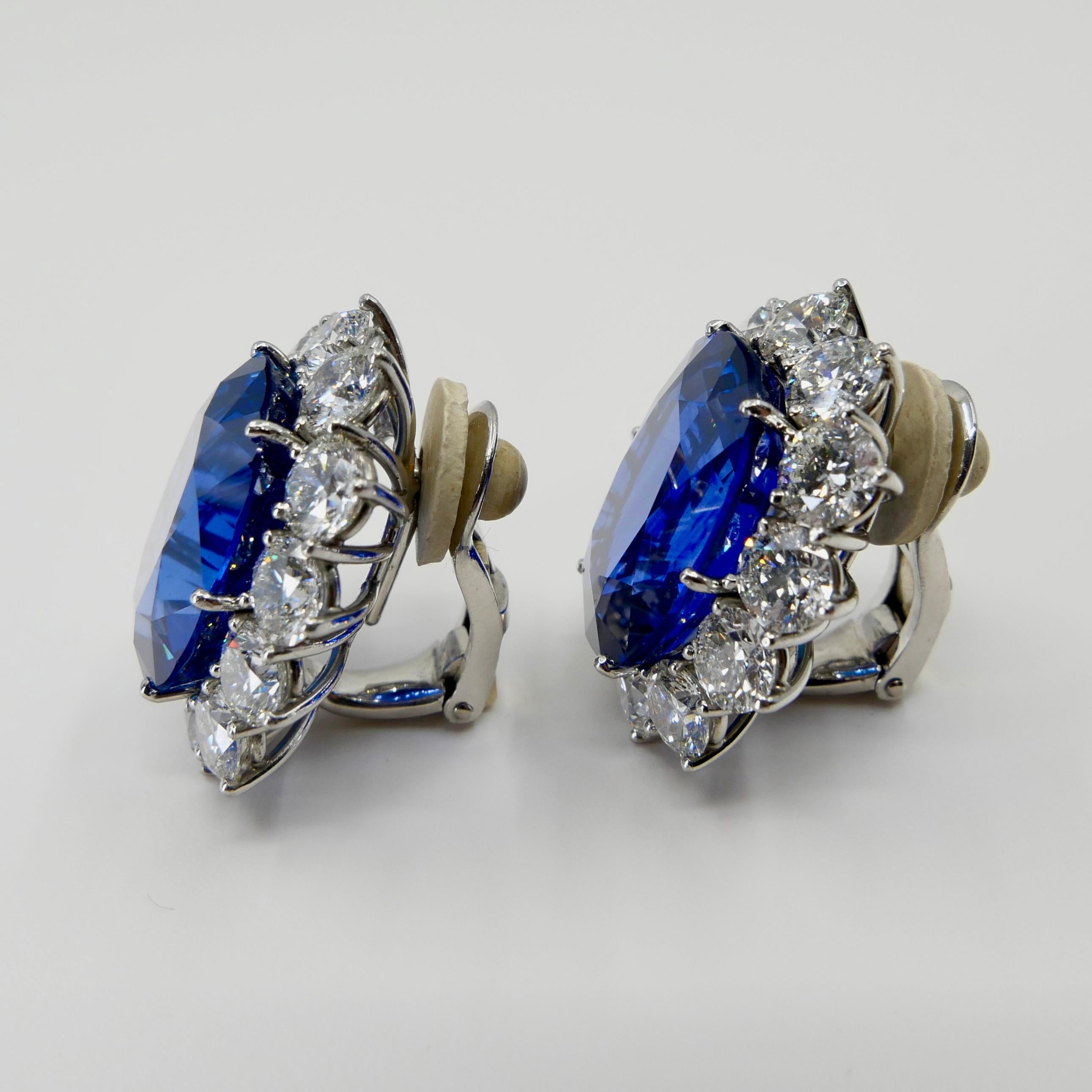 Gubelin Certified 37 CTW Ceylon Sapphire & Diamond Earrings, Important Item 4