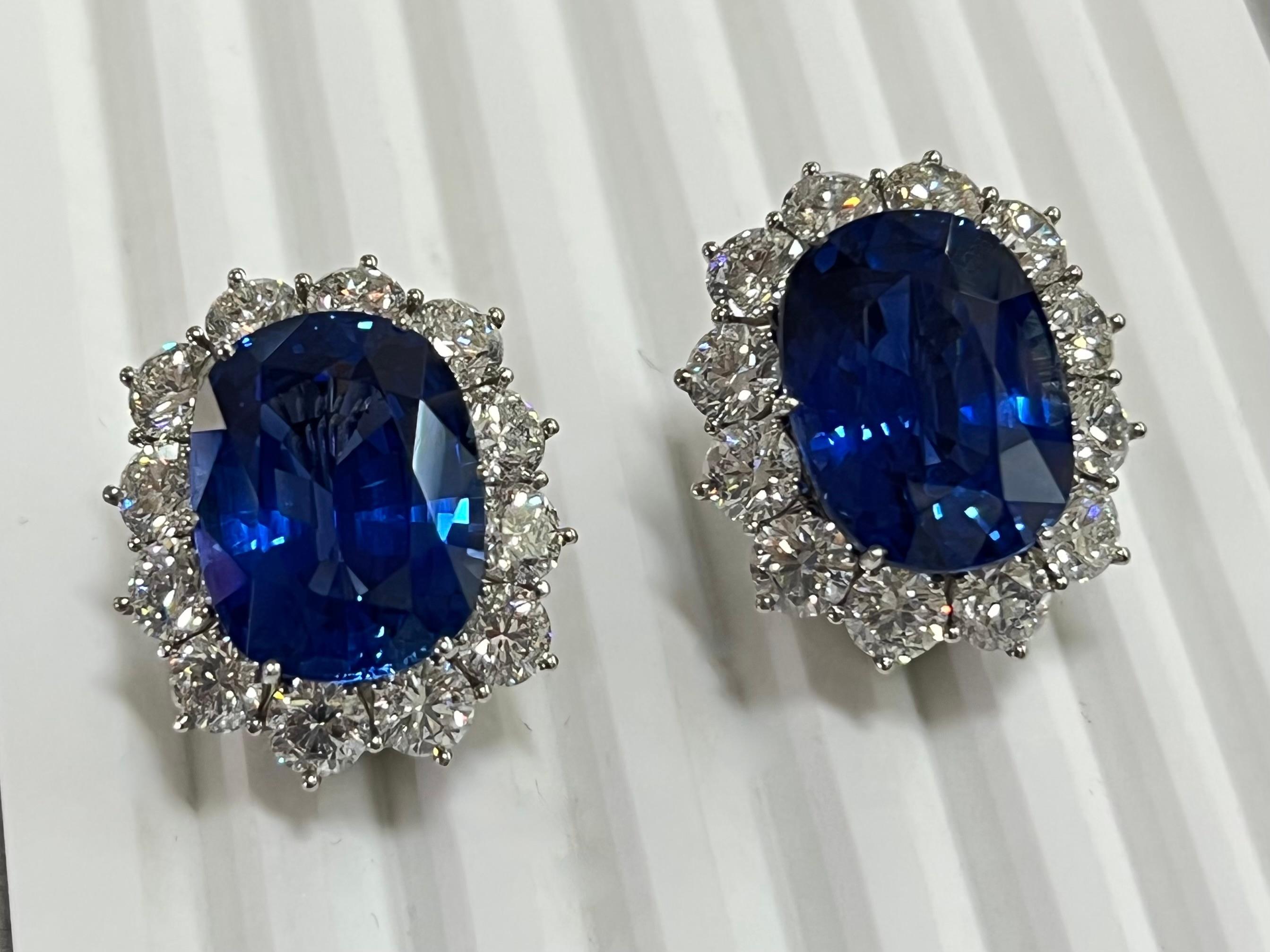 Gubelin Certified 37 CTW Ceylon Sapphire & Diamond Earrings, Important Item 2