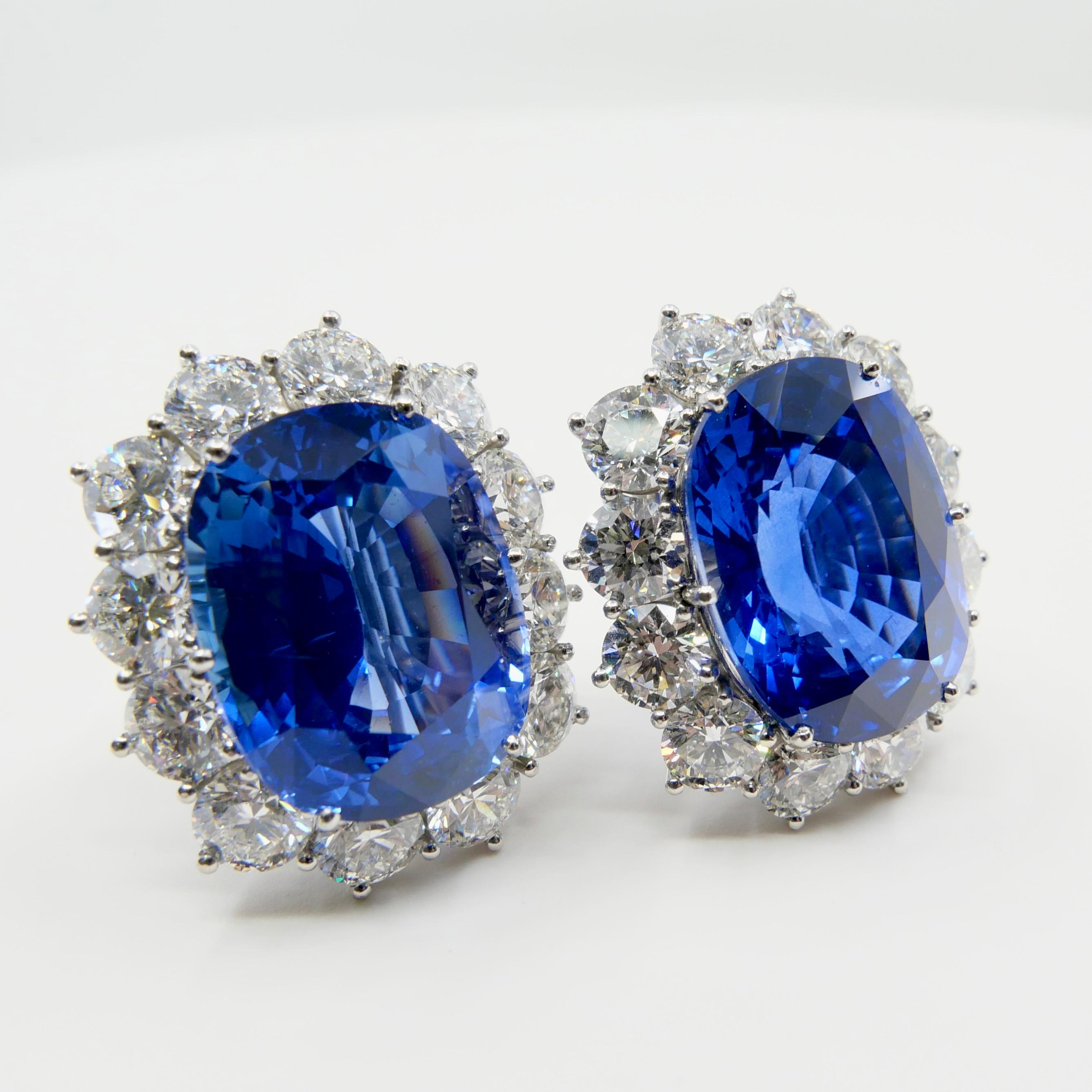 Gubelin Certified 37 CTW Ceylon Sapphire & Diamond Earrings, Important Item 3