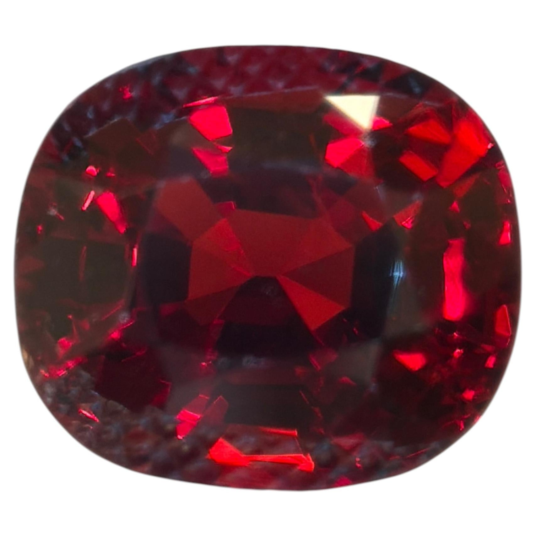 Gubelin Certified 4.98 Carat Burma No Heat Red Spinel, Cushion Cut, Mogok, Burma