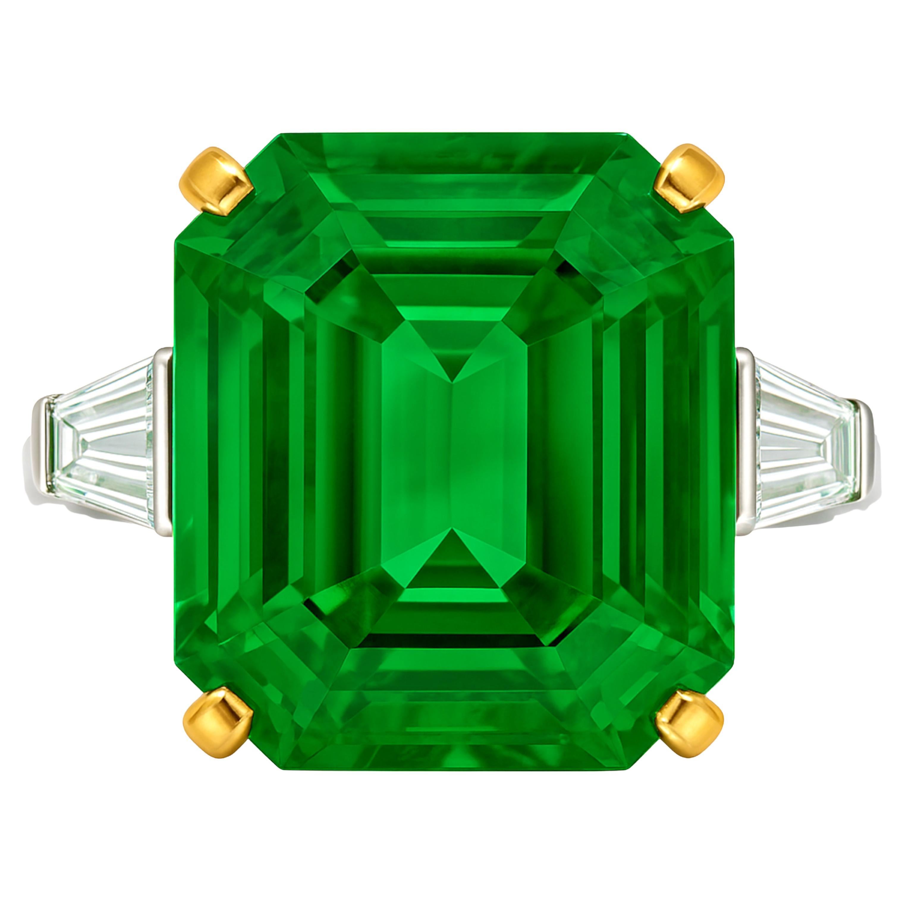 Gübelin Certified 5.00 Carat No Oil Colombian Emerald & Diamond Ring