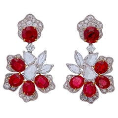 Pendientes de diamantes de rubí de sangre de paloma de Birmania sin calor certificados por Gubelin de 6,51 quilates