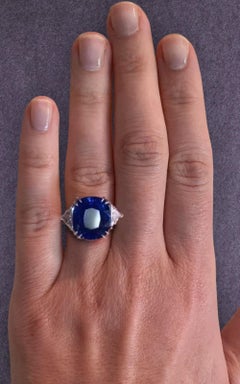 GUBELIN Certified 9 Carat Blue Sapphire Diamond Ring