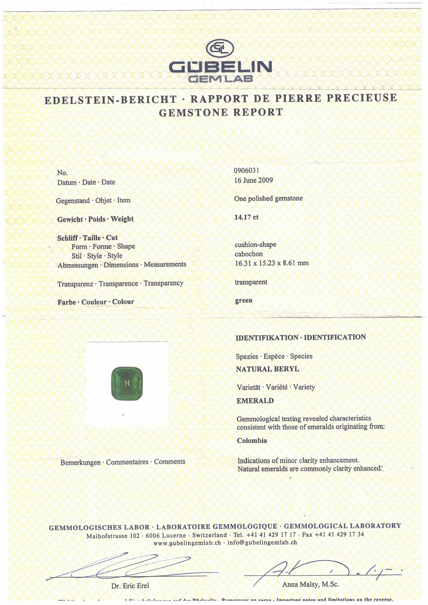 Gubelin Certified Boucheron 14.17 kt Colombian Sugarloaf Emerald & Sapphire Ring 2