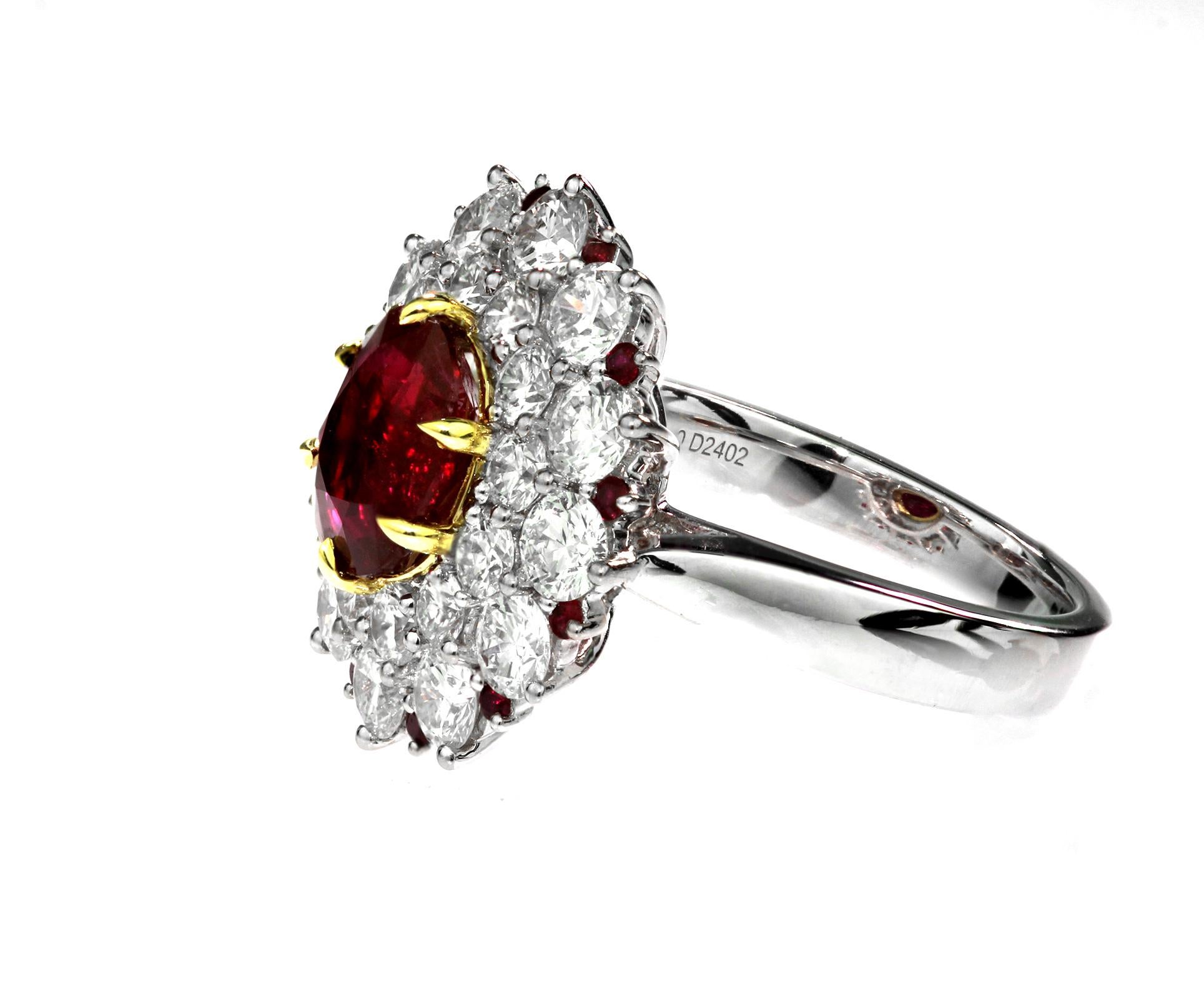 Women's  GRS Certified Natural Pigeon's Blood Red Ruby 'Burma/Myanmar, Mogok' 2.5ct Ring