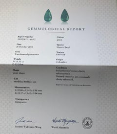 Gübelin Certified Colombian Emerald and Diamond Drop Earrings