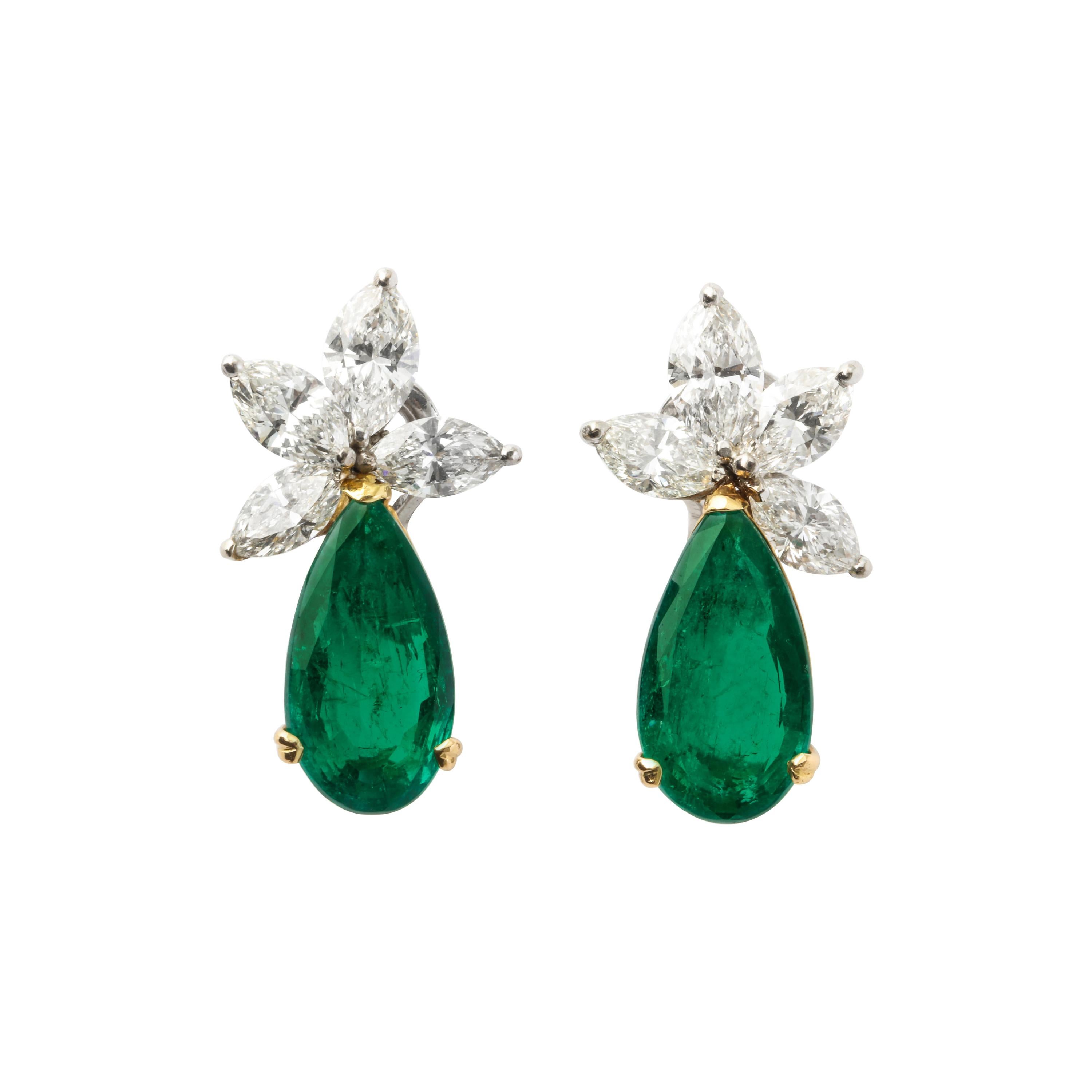 Gubelin zertifizierte kolumbianische Smaragd-Diamant-Ohrringe im Angebot