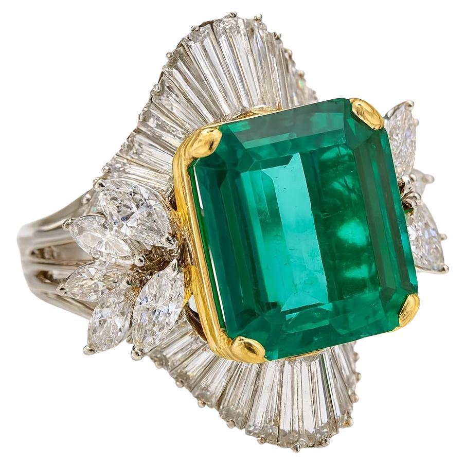 Gubelin Certified Colombian Emerald Diamond Platinum Ring