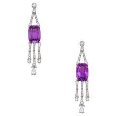Gübelin Certified No Heat 8.05 carat Purple Sapphire Earrings