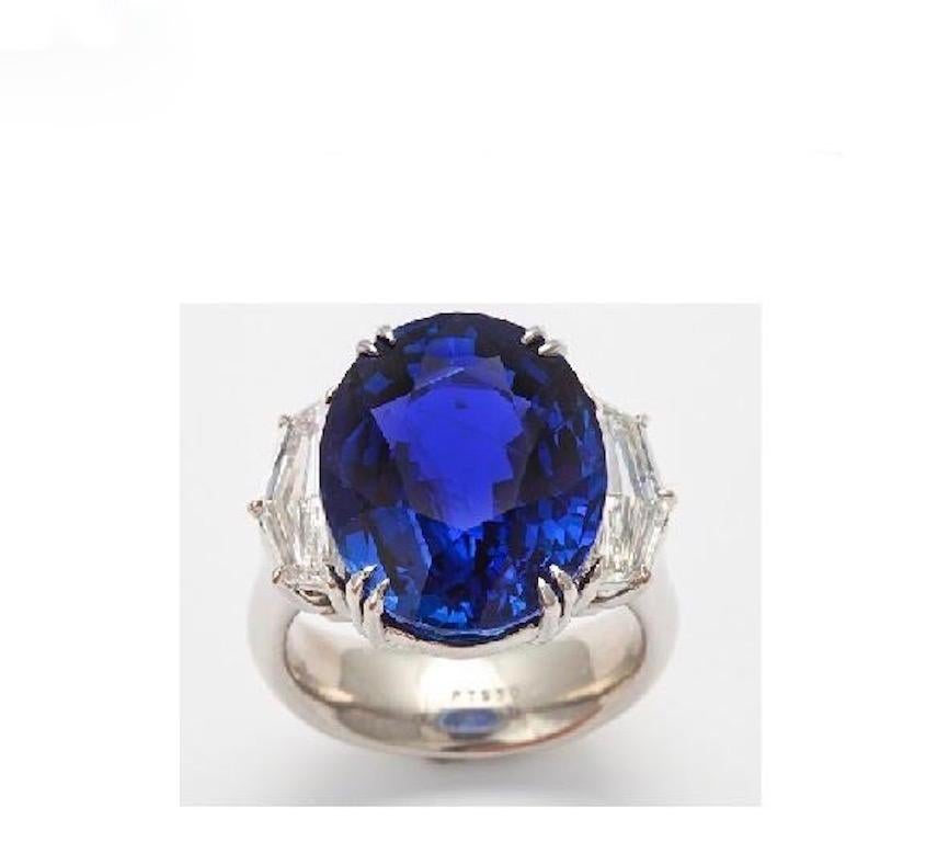The beauty of nature is epitomized in this spectacularly cut oval Burmese sapphire (app. 18cts).  Certified as having not undergone any heat treatment, the stone has further earned Gübelin's prestigious classification of 