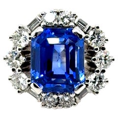 Gübelin Anillo de Zafiro NTE Certificado de Sri Lanka con Diamantes en Oro de 18 Kilates
