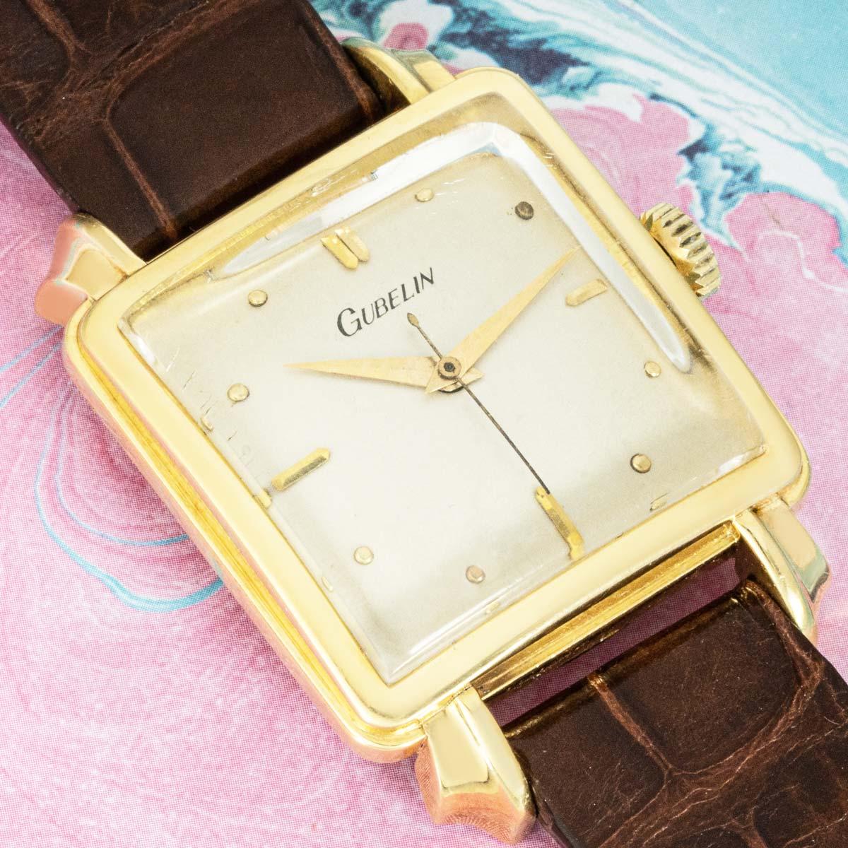 Art Deco Gübelin Cioccolatone Yellow Gold 32mm 2029 For Sale