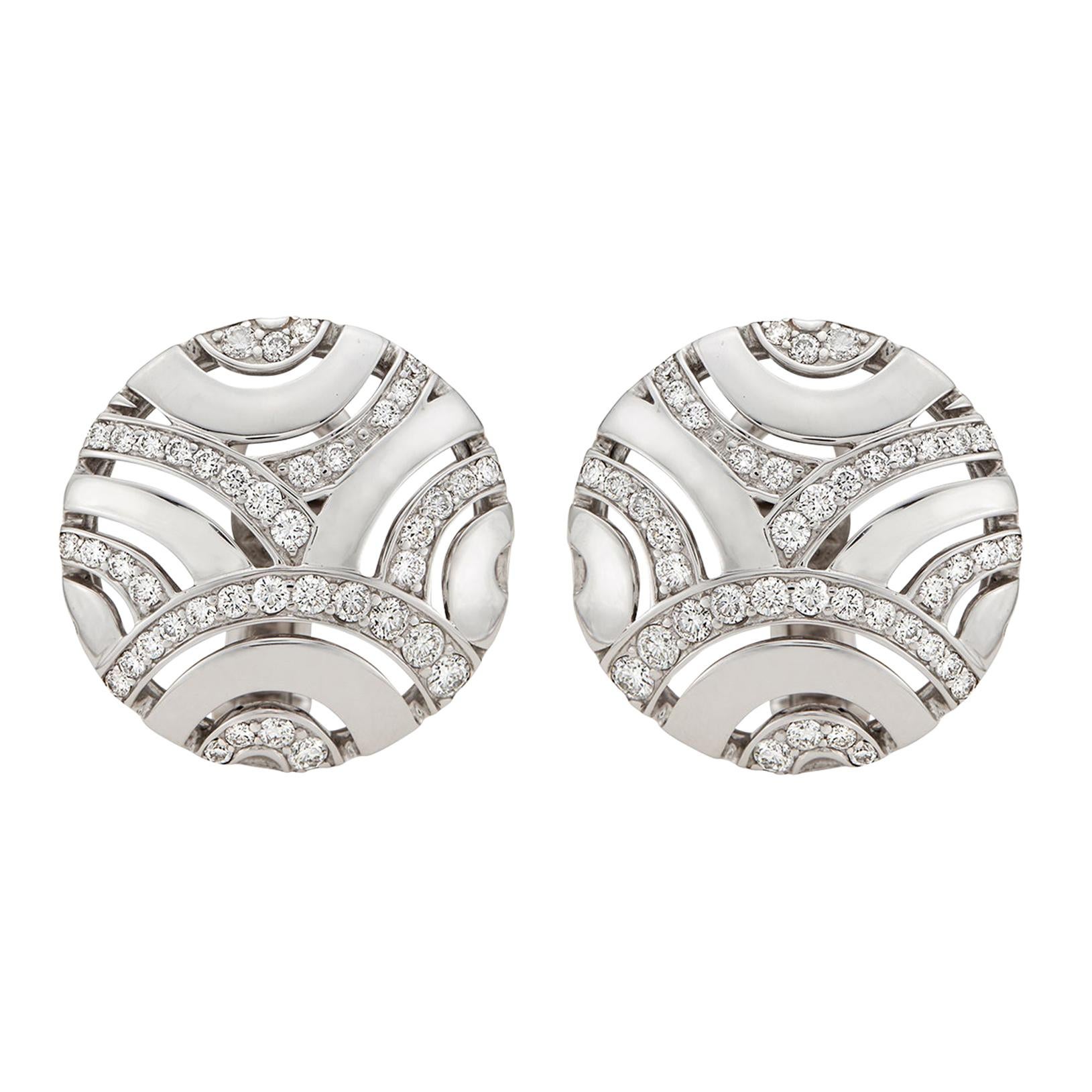 Gubelin Diamond and 18 Karat White Gold Earrings