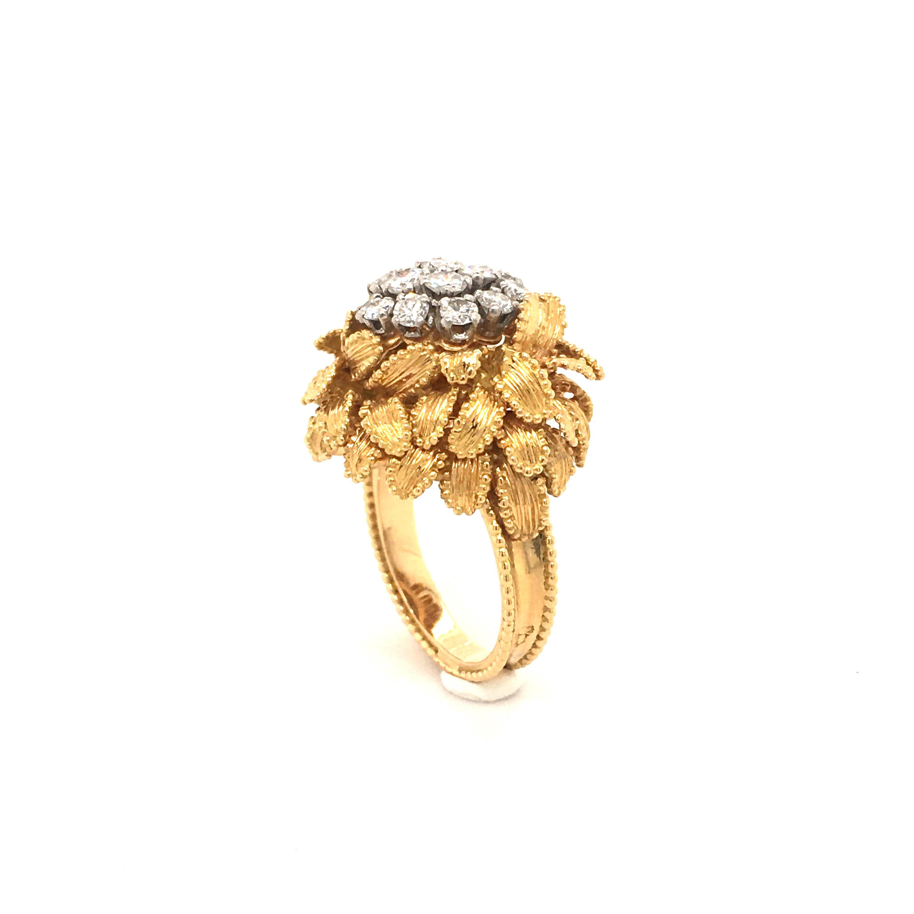 Modern Gubelin Diamond Ring in 18 Karat Yellow and White Gold
