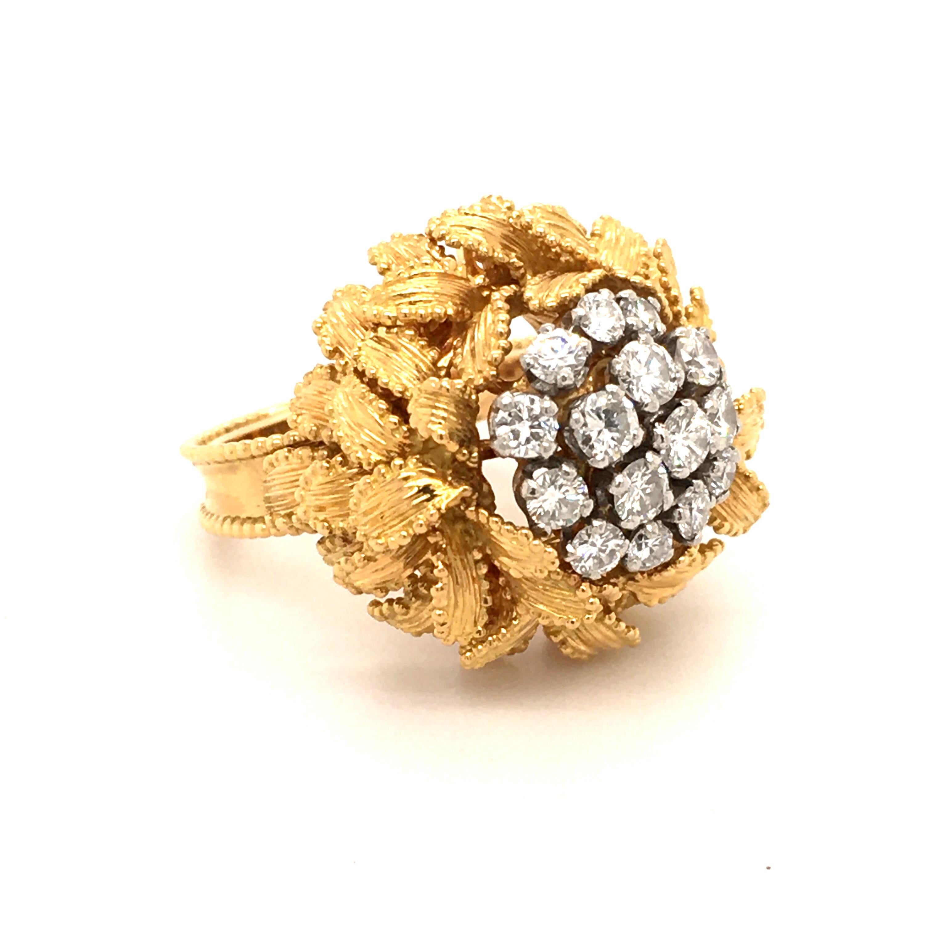 Round Cut Gubelin Diamond Ring in 18 Karat Yellow and White Gold