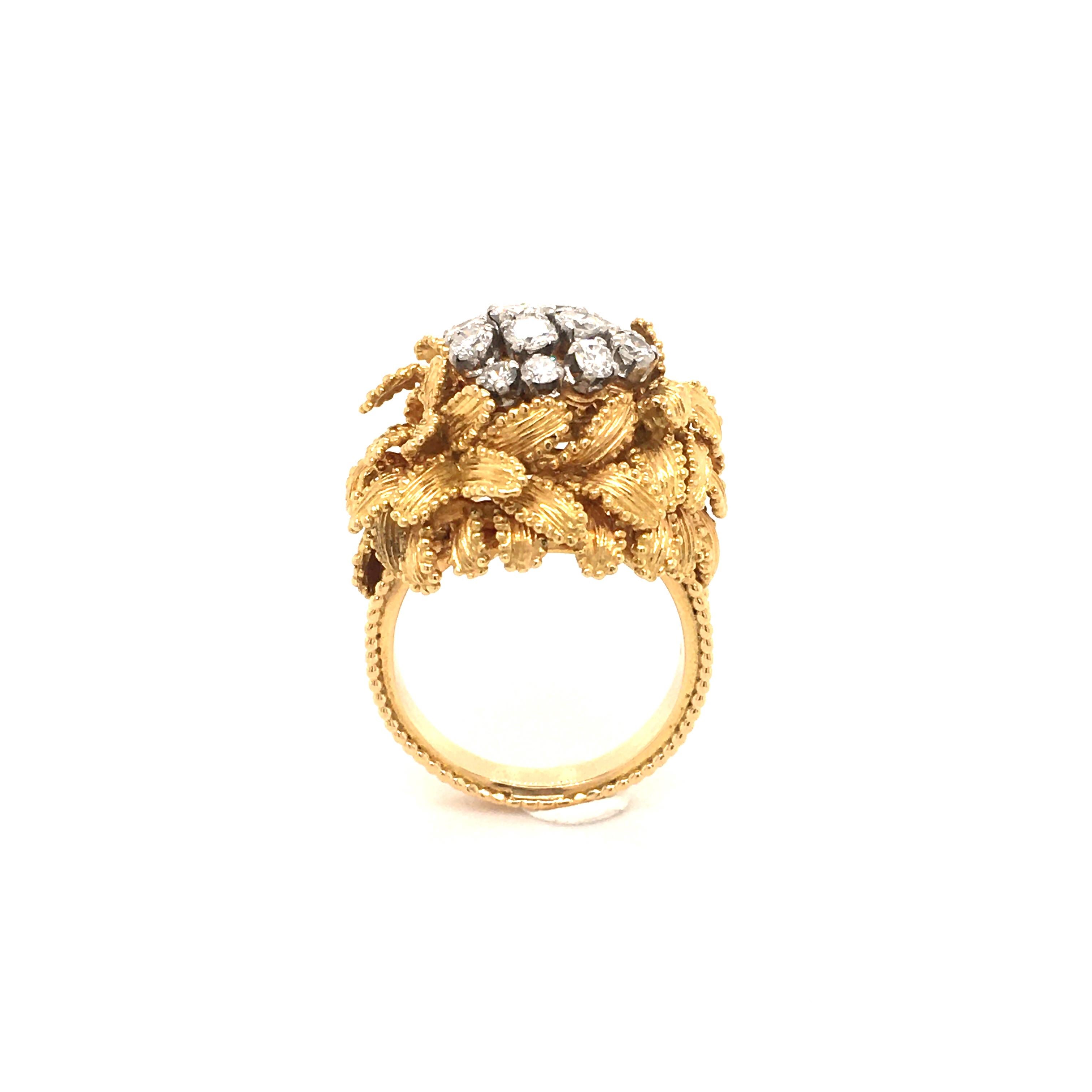 Women's or Men's Gubelin Diamond Ring in 18 Karat Yellow and White Gold