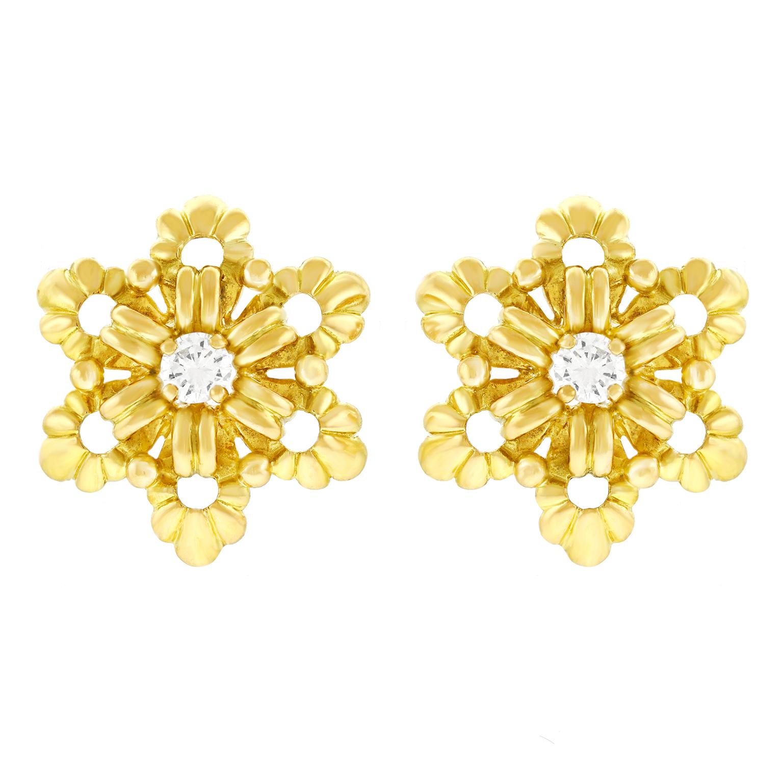 Gubelin Diamond Set Gold Earrings