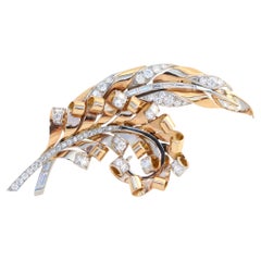 Gubelin Diamantes Platino  Broche Oro Amarillo Suizo, 1950