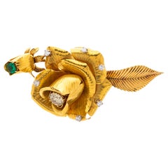 Gübelin Emerald and Diamond Brooch, Designed as a Floral Spray